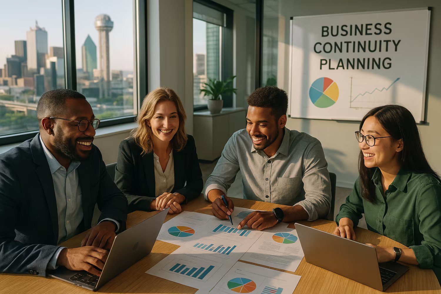 Dallas team collaborating on business continuity planning