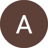 Brown circle with white letter A centered inside