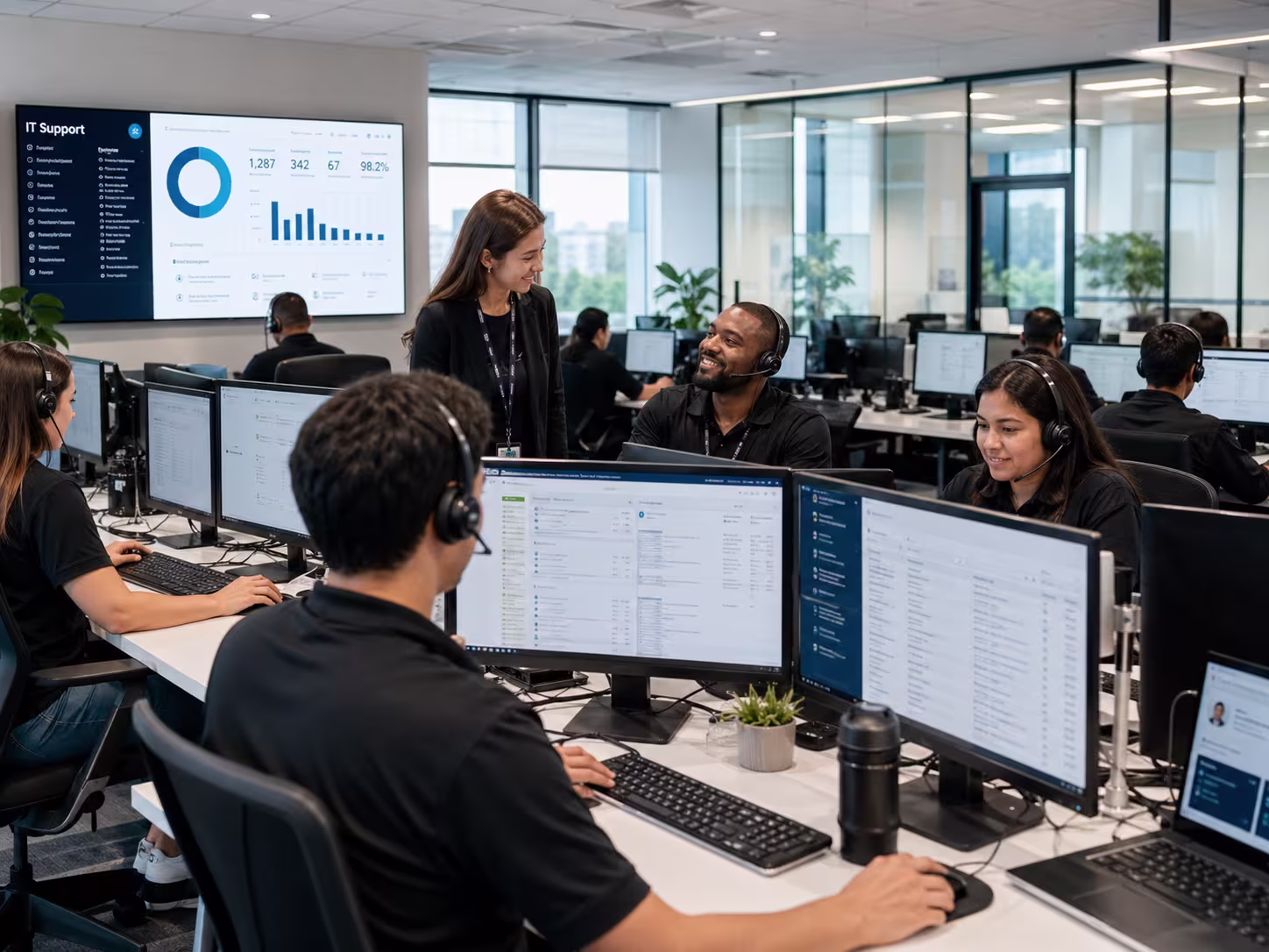 Diverse IT helpdesk outsourcing office