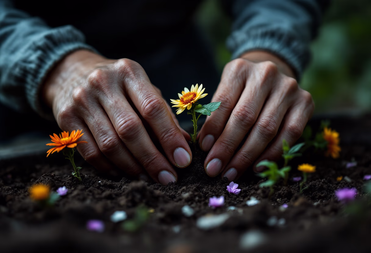 image of workers gardening (for a landscaping service)