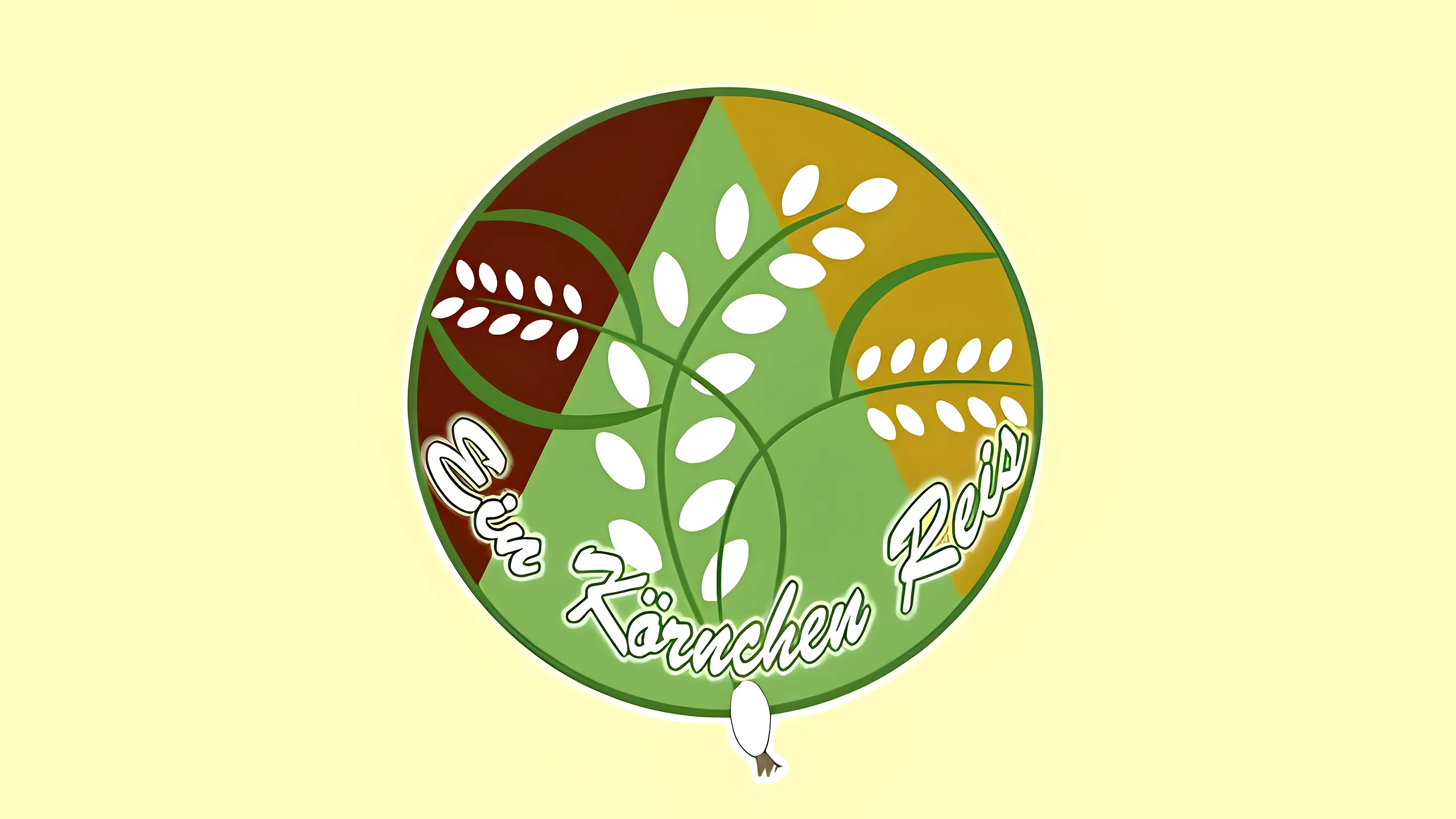 Logo der Stiftung Ein Körnchen Reis mit grünem Kreis und stilisierten Reispflanzen