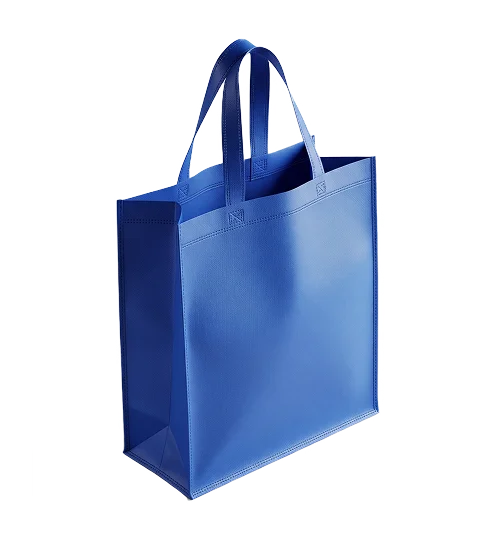 Recycled non-woven polypropylene (NWPP) tote bag with reinforced handles, transparent background