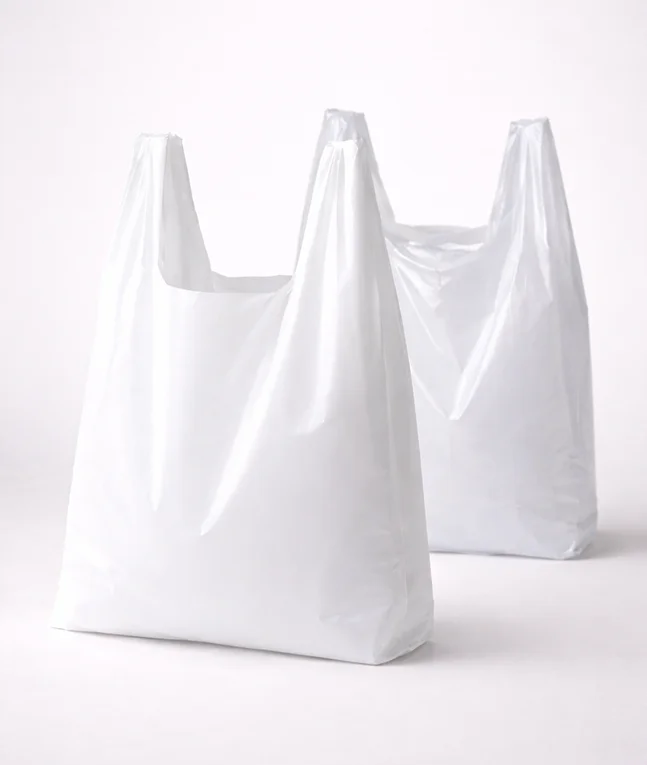 White polyethylene grocery bags (HDPE/LDPE) for retail packaging