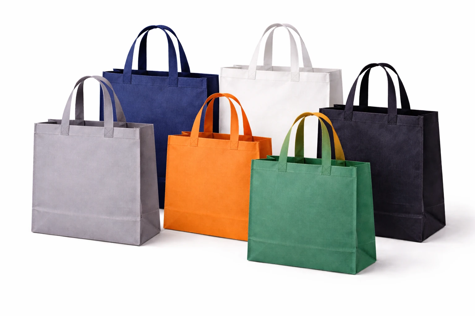 Ultrasonically welded non-woven polypropylene bags in multiple sizes and warm colors for retail packaging