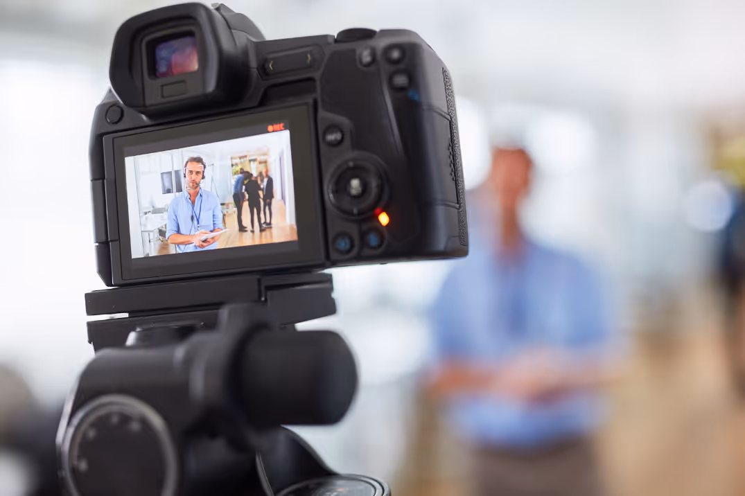 Video marketing - recording of a businessman