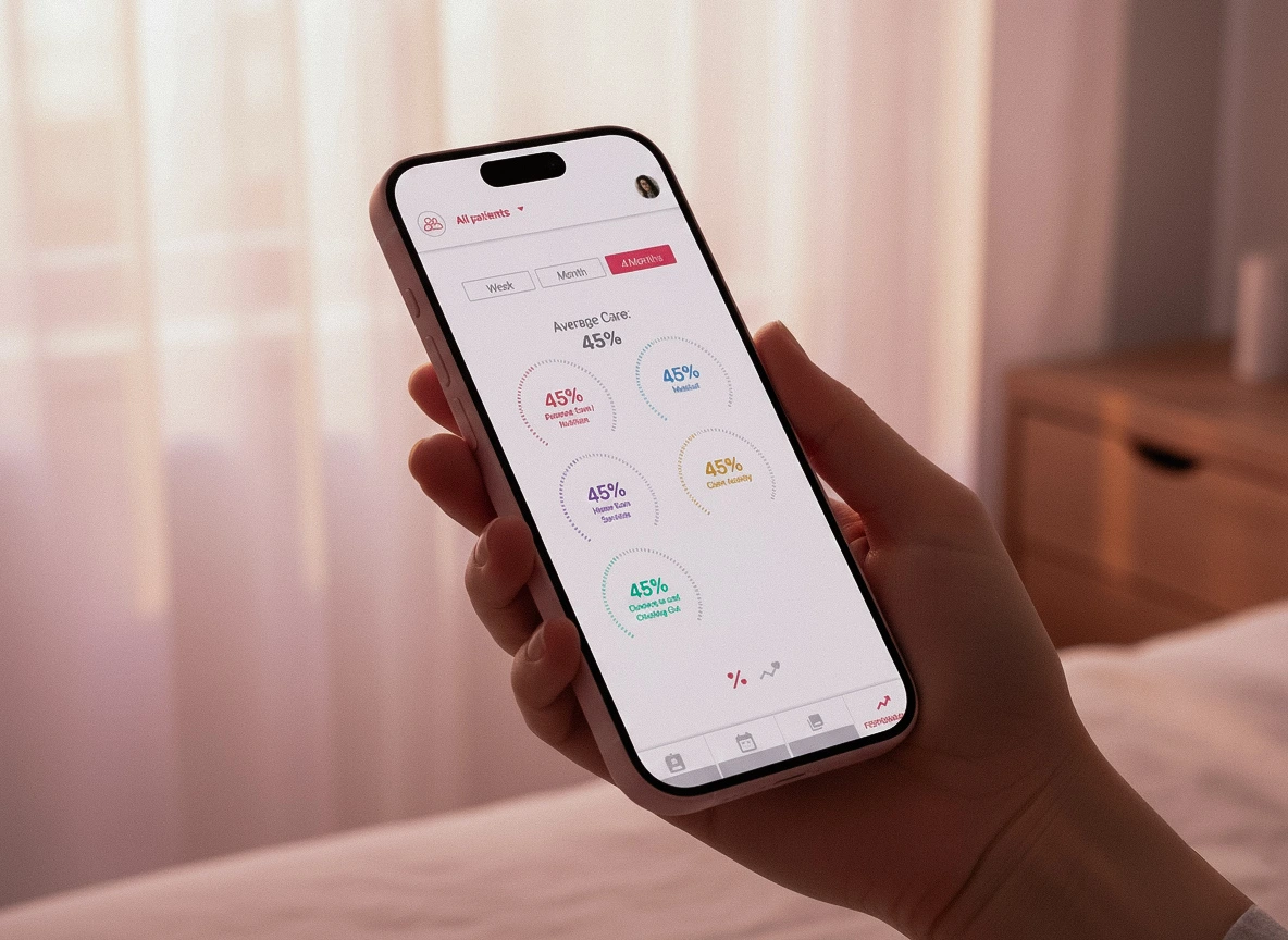 Person holding mobile phone with healthcare app on screen
