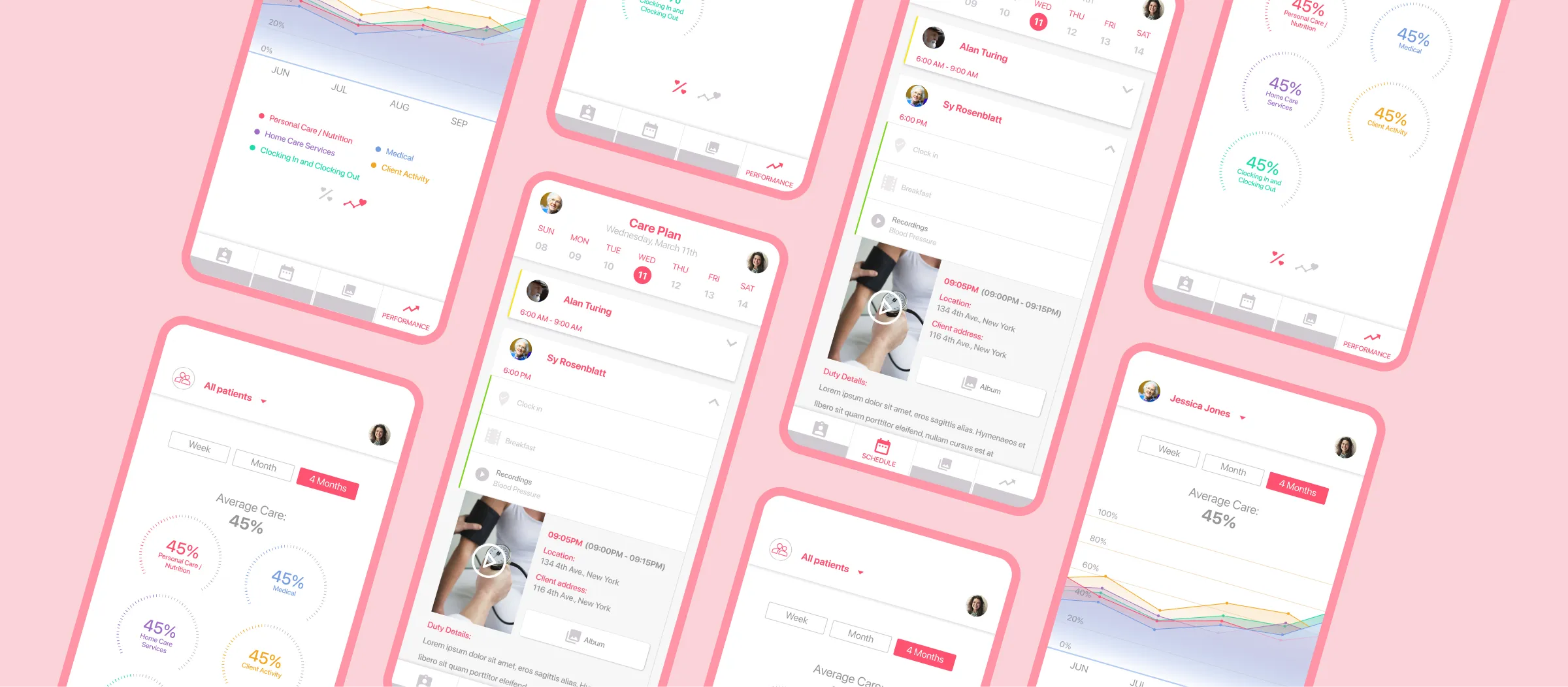 Selection of UI screens from the project
