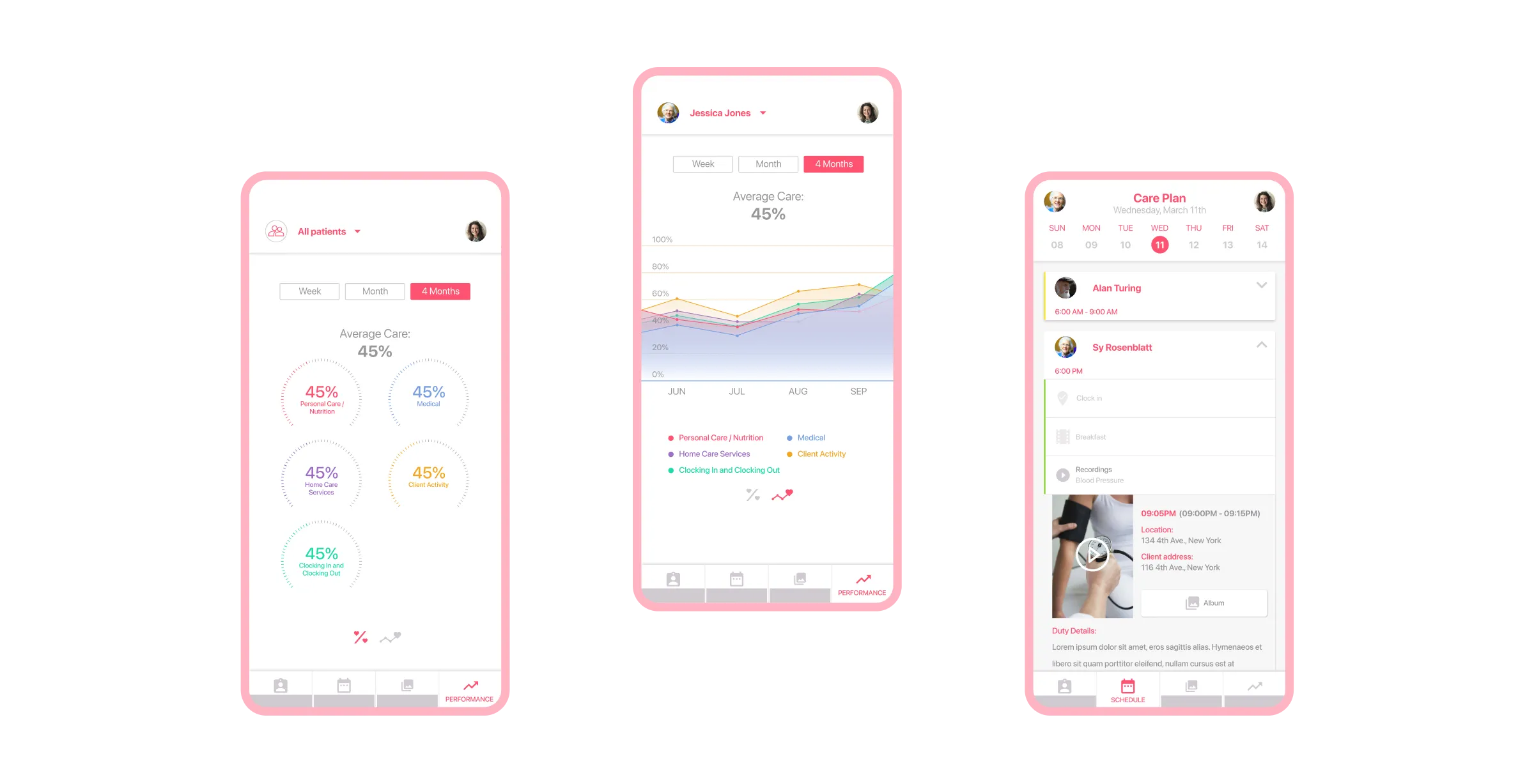 Selection of UI screens from the project