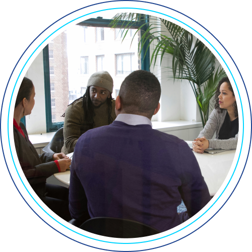 Image of a patient in an online therapy session.