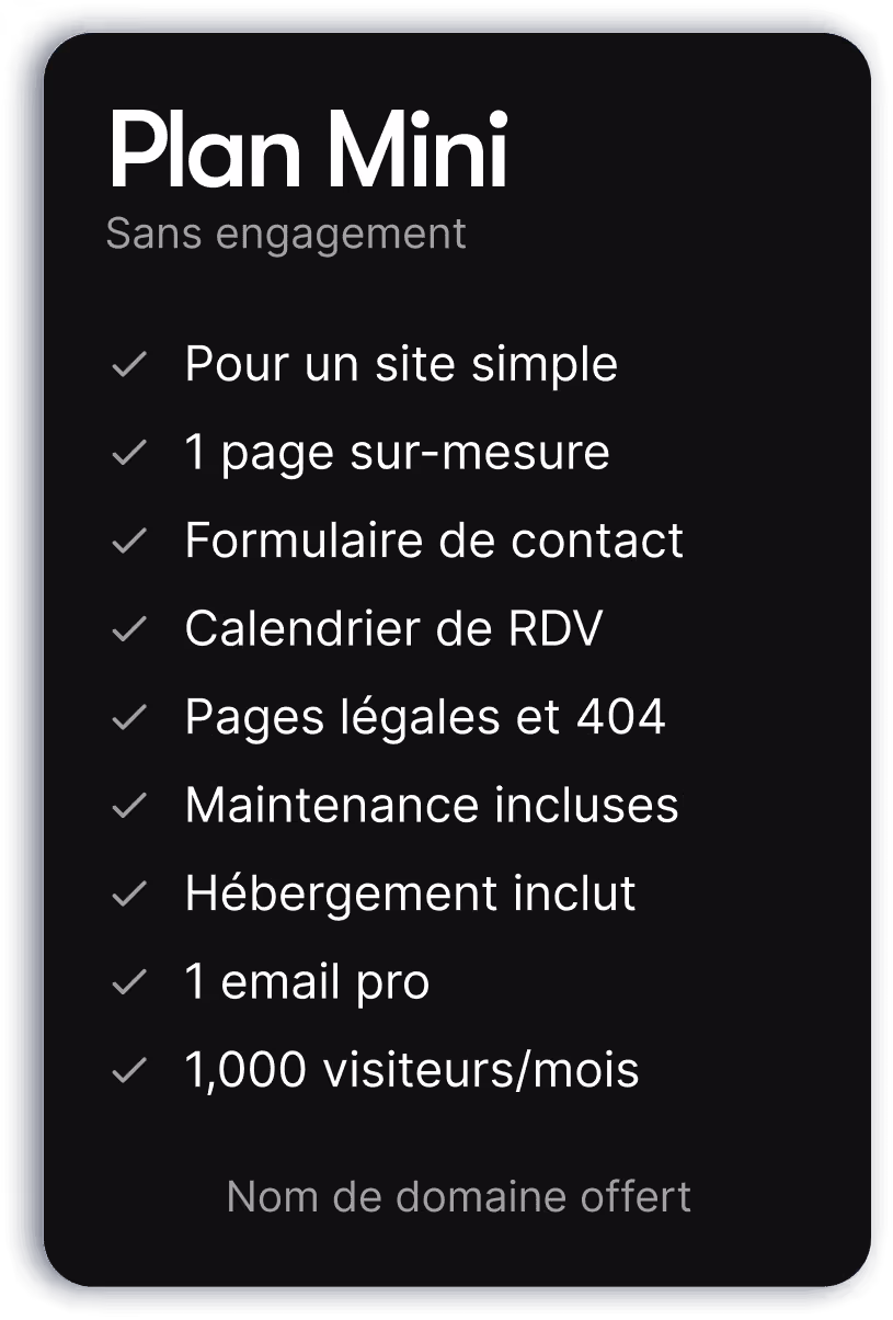 Plan Mini Plan Pro - Abonnement web design et développement
