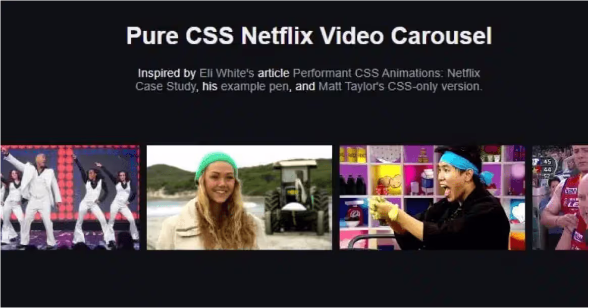 Pure CSS Netflix Video Carousel