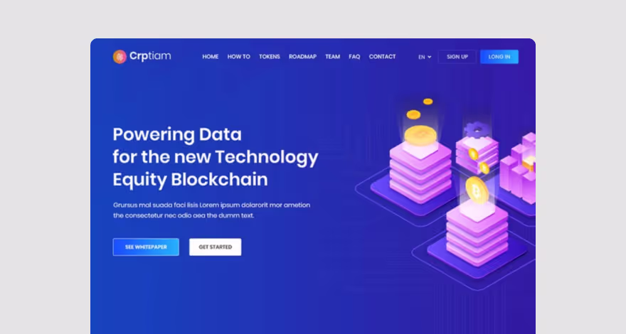 Maquette de site web de trading de crypto-monnaies