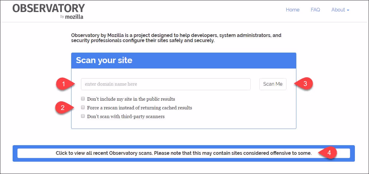 test sécurité site web observatory by mozilla