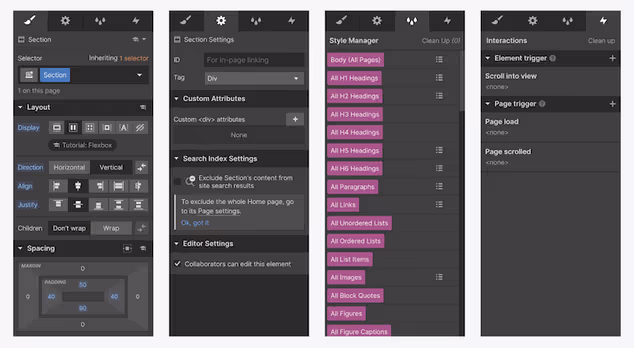 Interface utilisateur intimidante sur Webflow