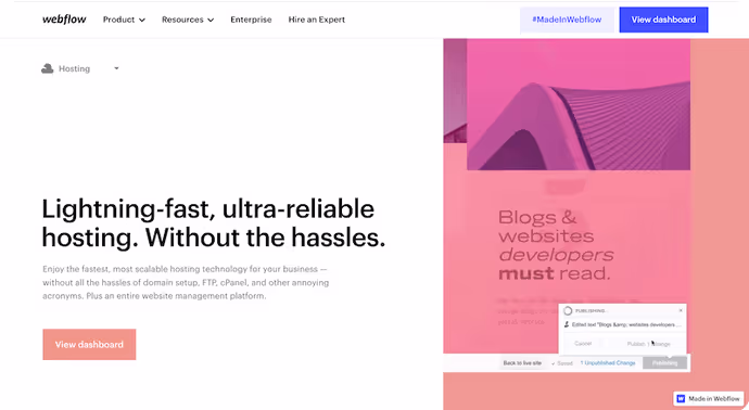 Revue de l'hébergement Webflow