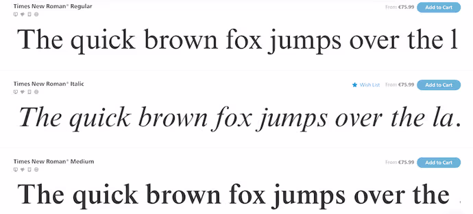 polices pour les sites Webflow: Times New Roman