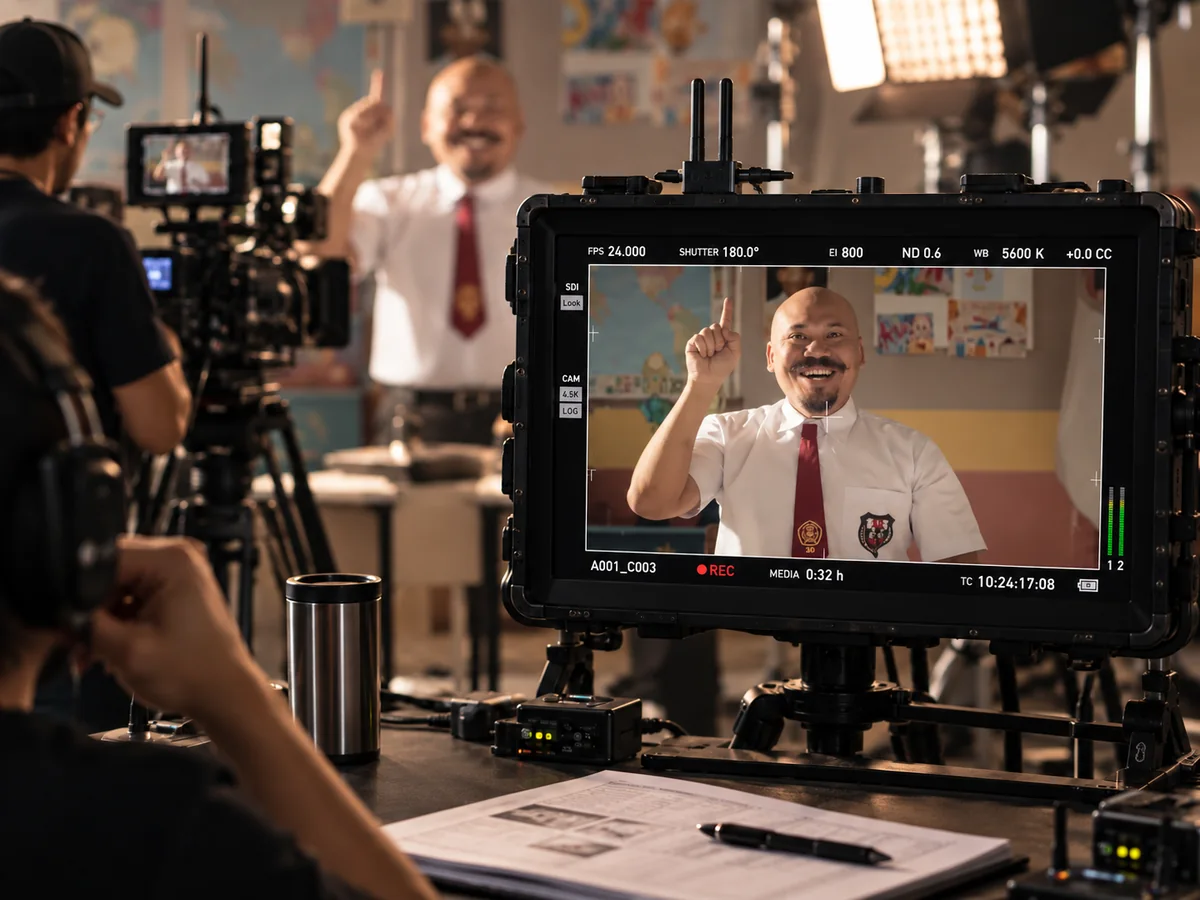 Production monitor mockup featuring an LPS campaign scene