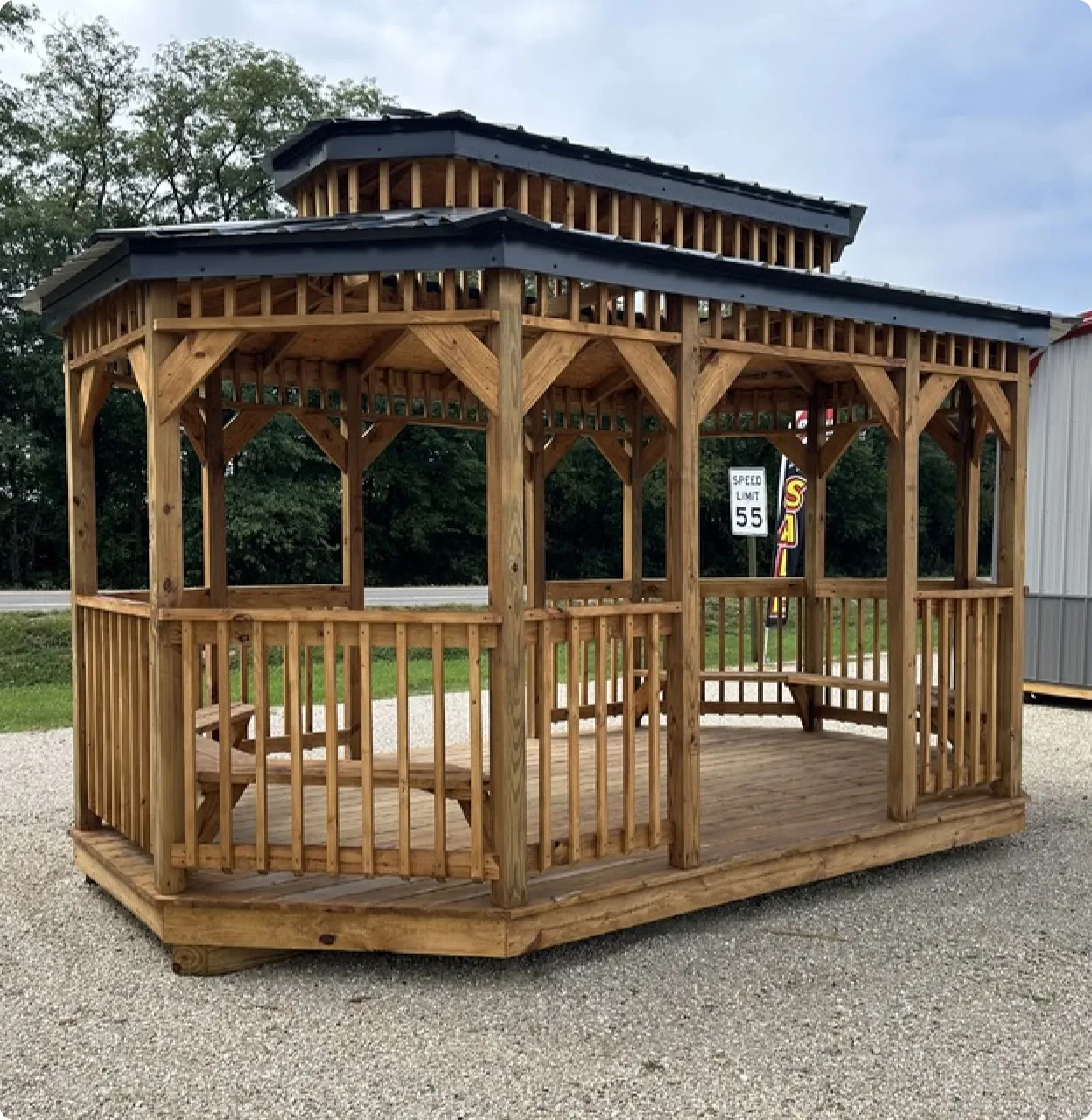 ➡️ Wood gazebo with black roof by Backyard & Beyond in Missouri