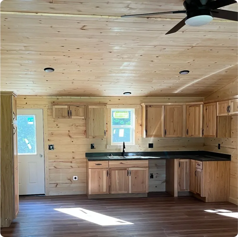 Tiny home finished cabin interior by Backyard & Beyond in Missouri