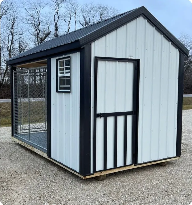 White metal dog kennel by Backyard & Beyond in Missouri