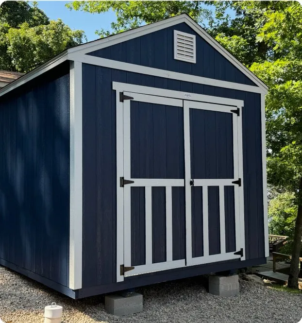 Blue utility shed by Backyard & Beyond in Missouri