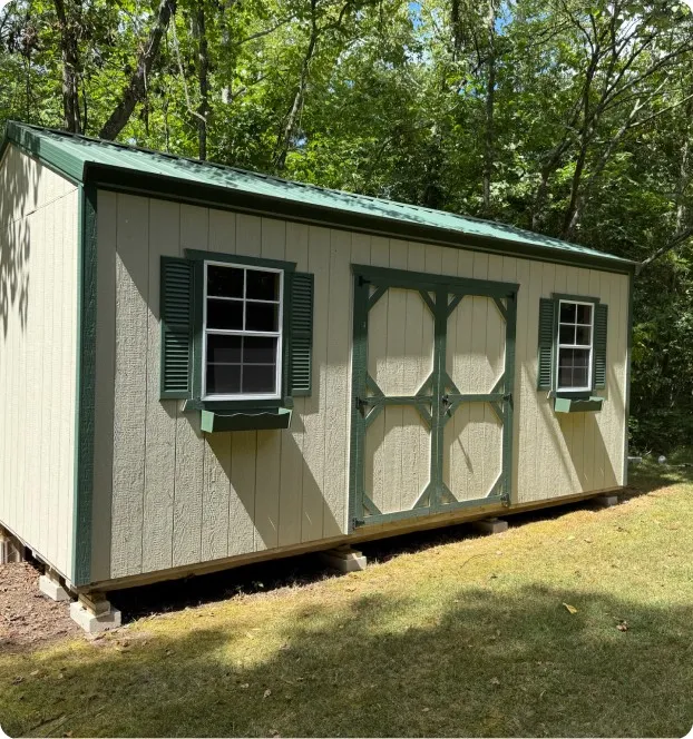 Side utility shed with wood exterior by Backyard & Beyond in Missouri