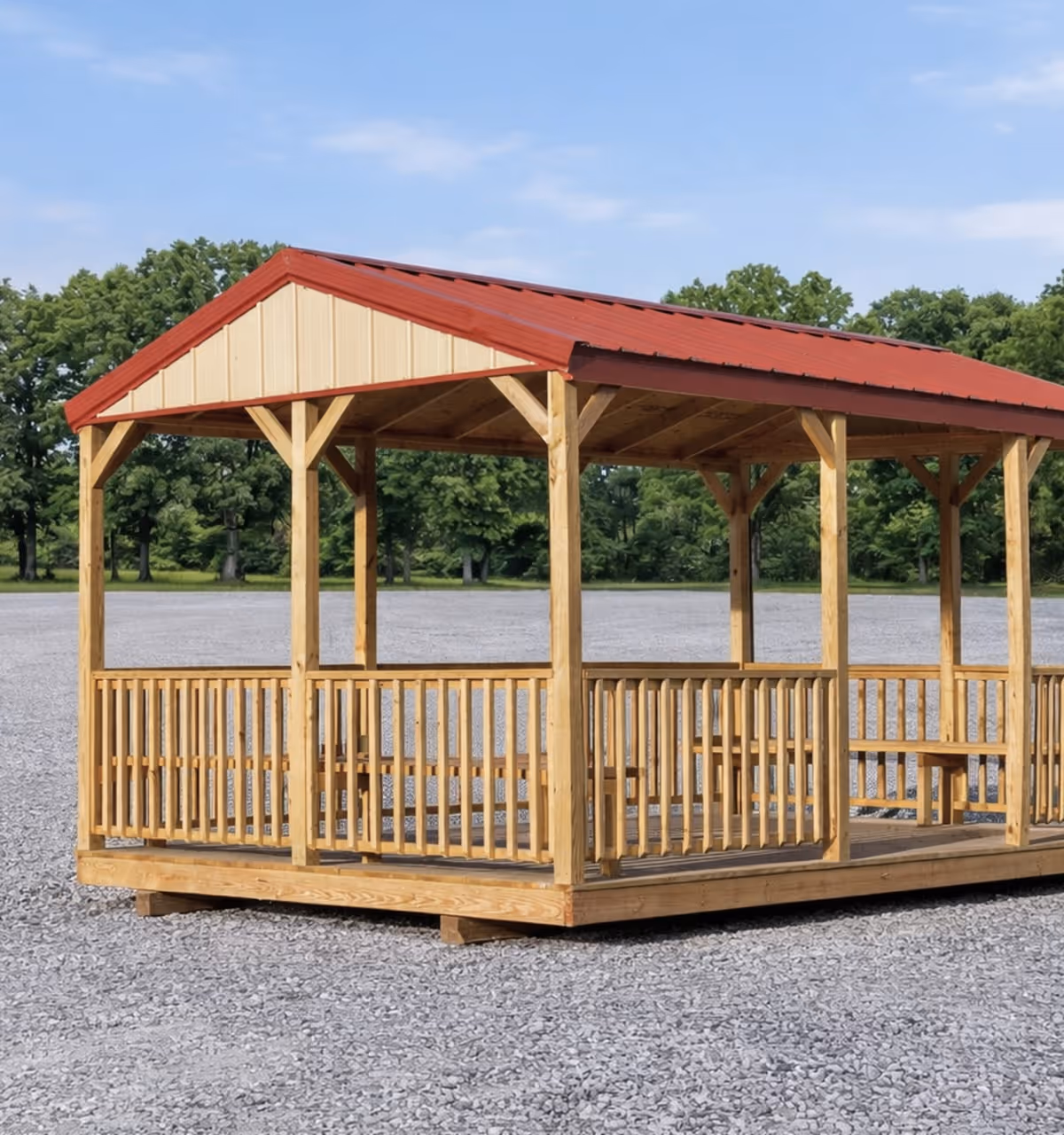 Backyard Beyond Pavilion 12x24 Red Wood Metal Missouri