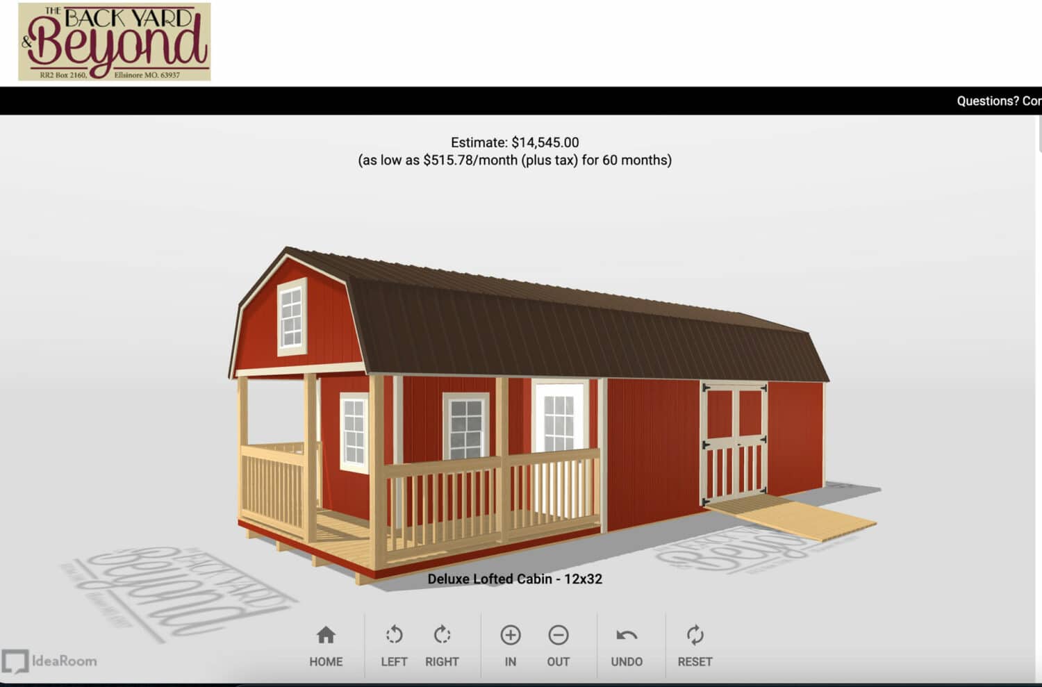 Missouri 3D shed builder preview with new roof color