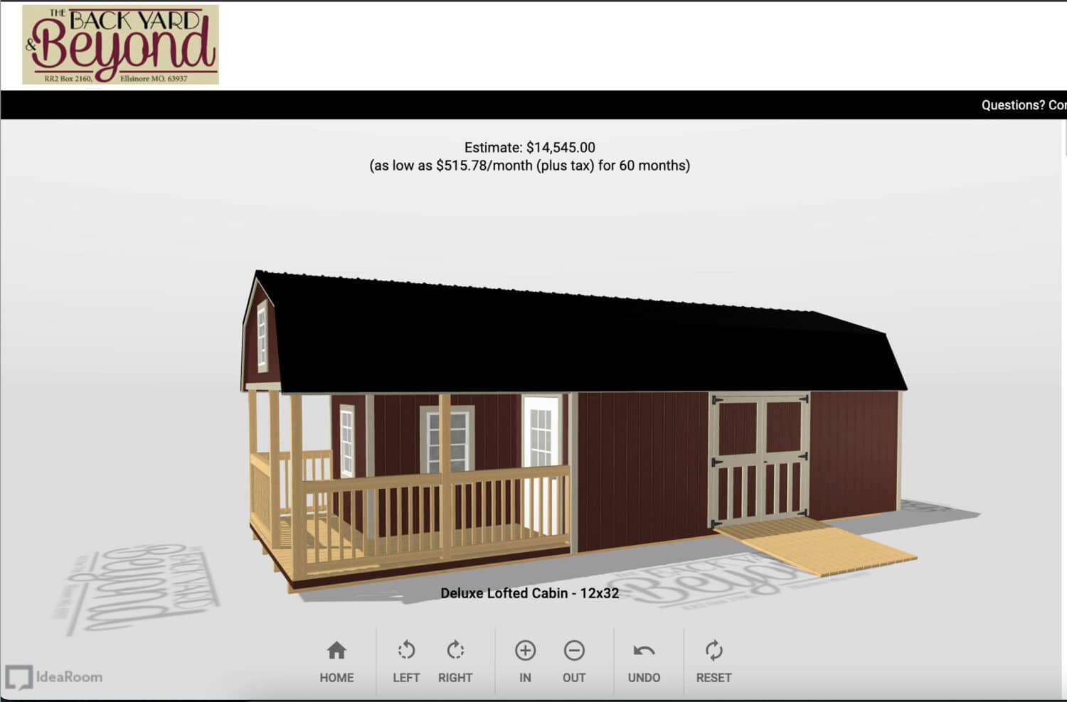 Missouri 3D shed builder preview of a painted shed