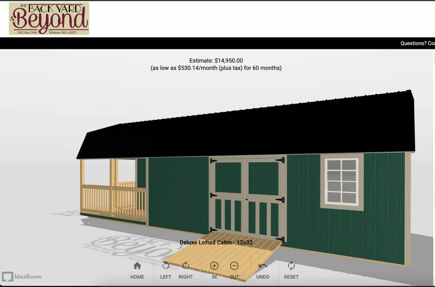Missouri 3D shed builder rotating the design to the back