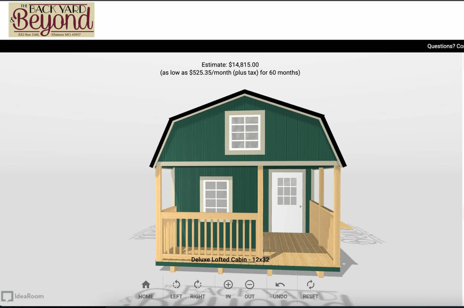 Missouri 3D shed builder rotating the design to the side
