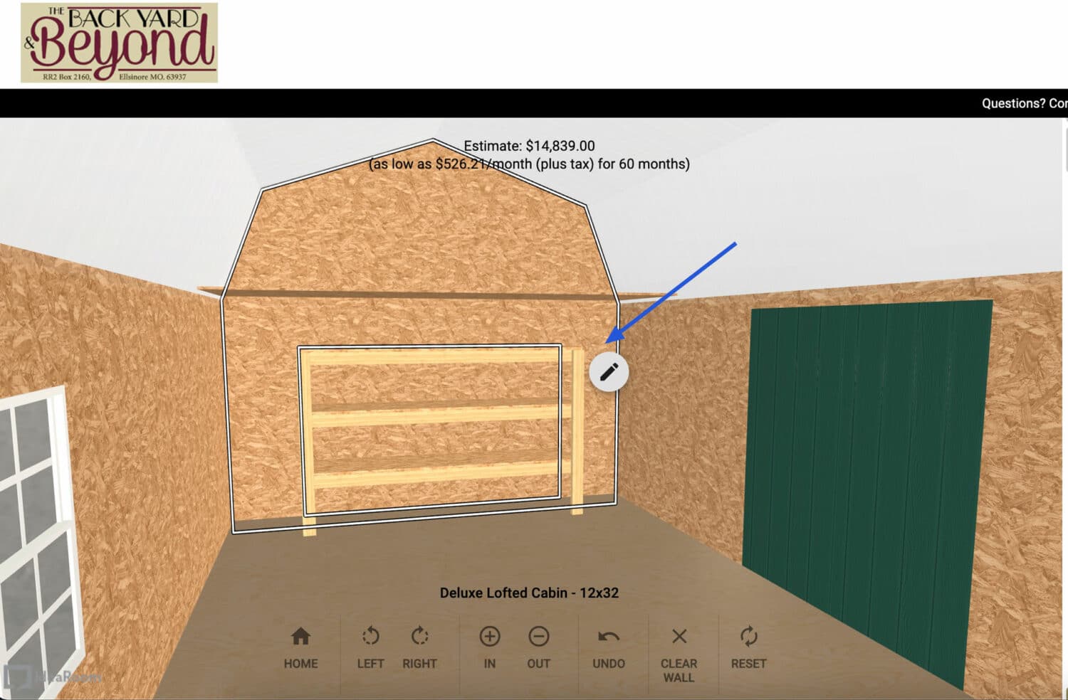 Missouri 3D shed builder adding shelving inside the shed