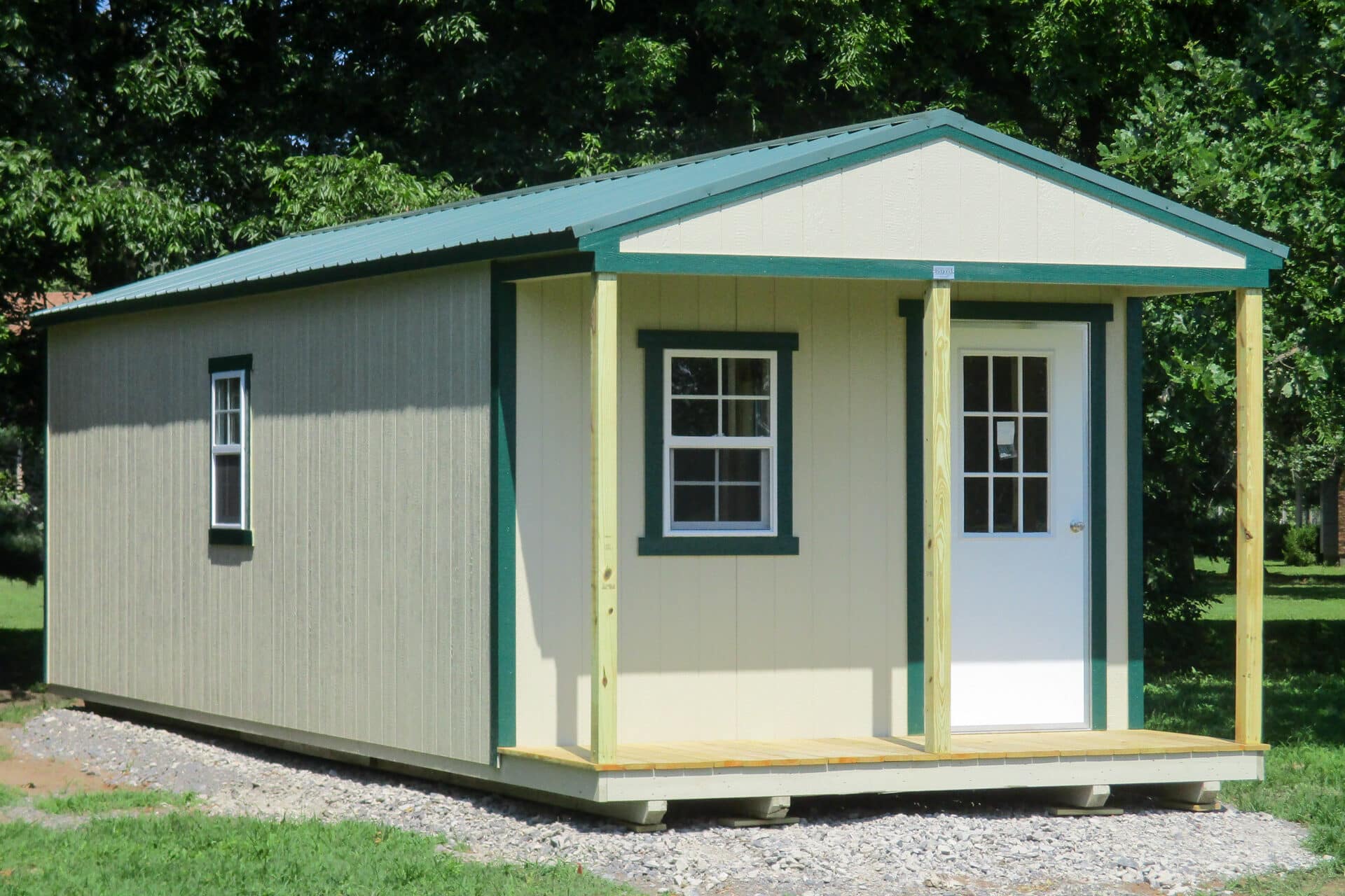 Small prefab cabin used as a tiny house in Missouri