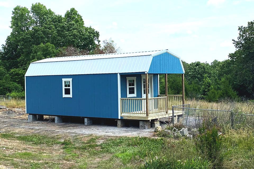 12x32 high barn cabin prepared for delivery in Missouri