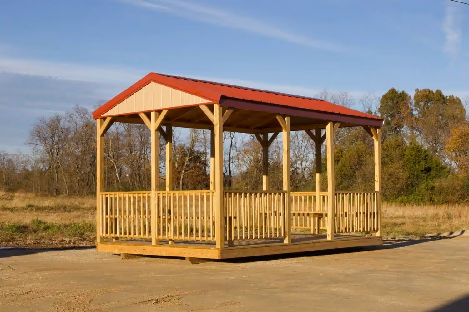 Wood gazebo and storage sheds in Hermitage Missouri
