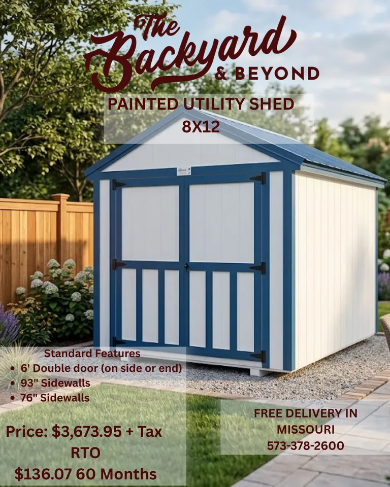 Painted Utility Shed 8 x 12