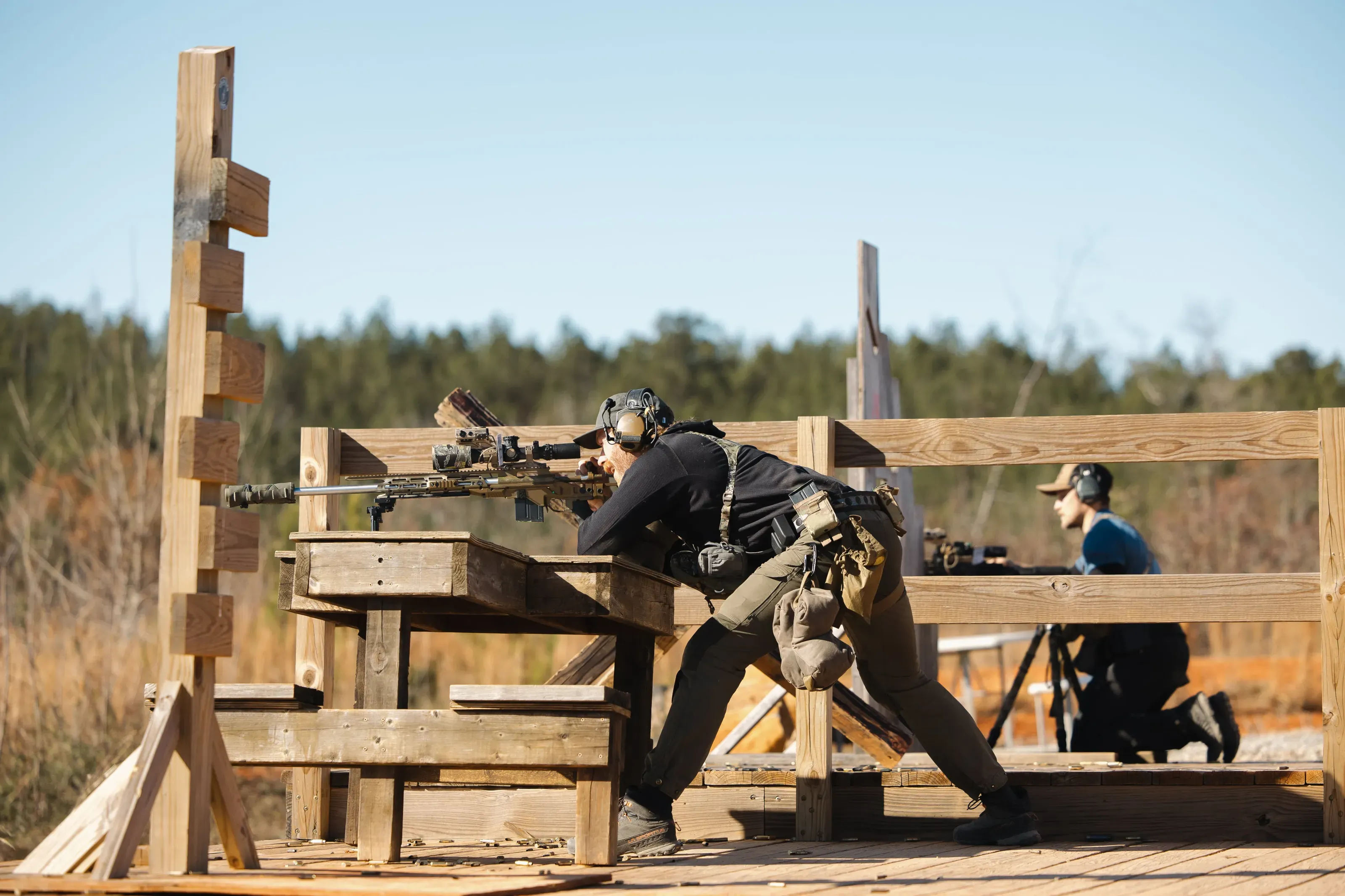 Precision rifle competitor engaging a stage at Colemans Creek