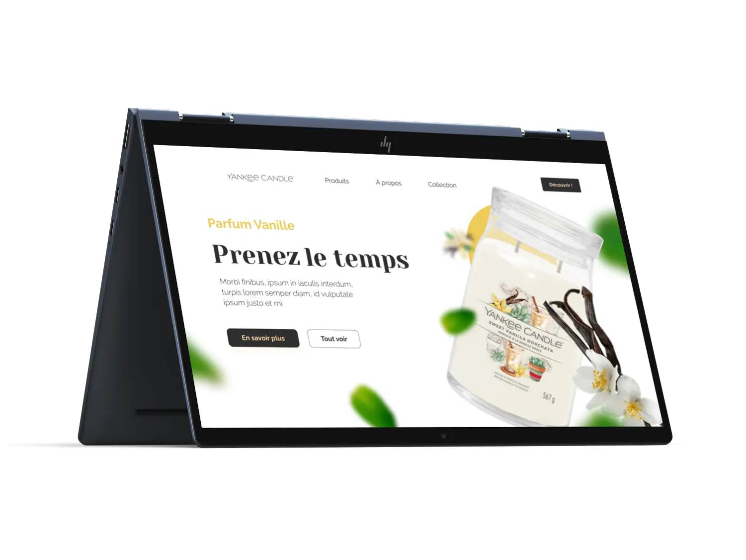 Capture d'écran d'un site e-commerce qui vend des bougies