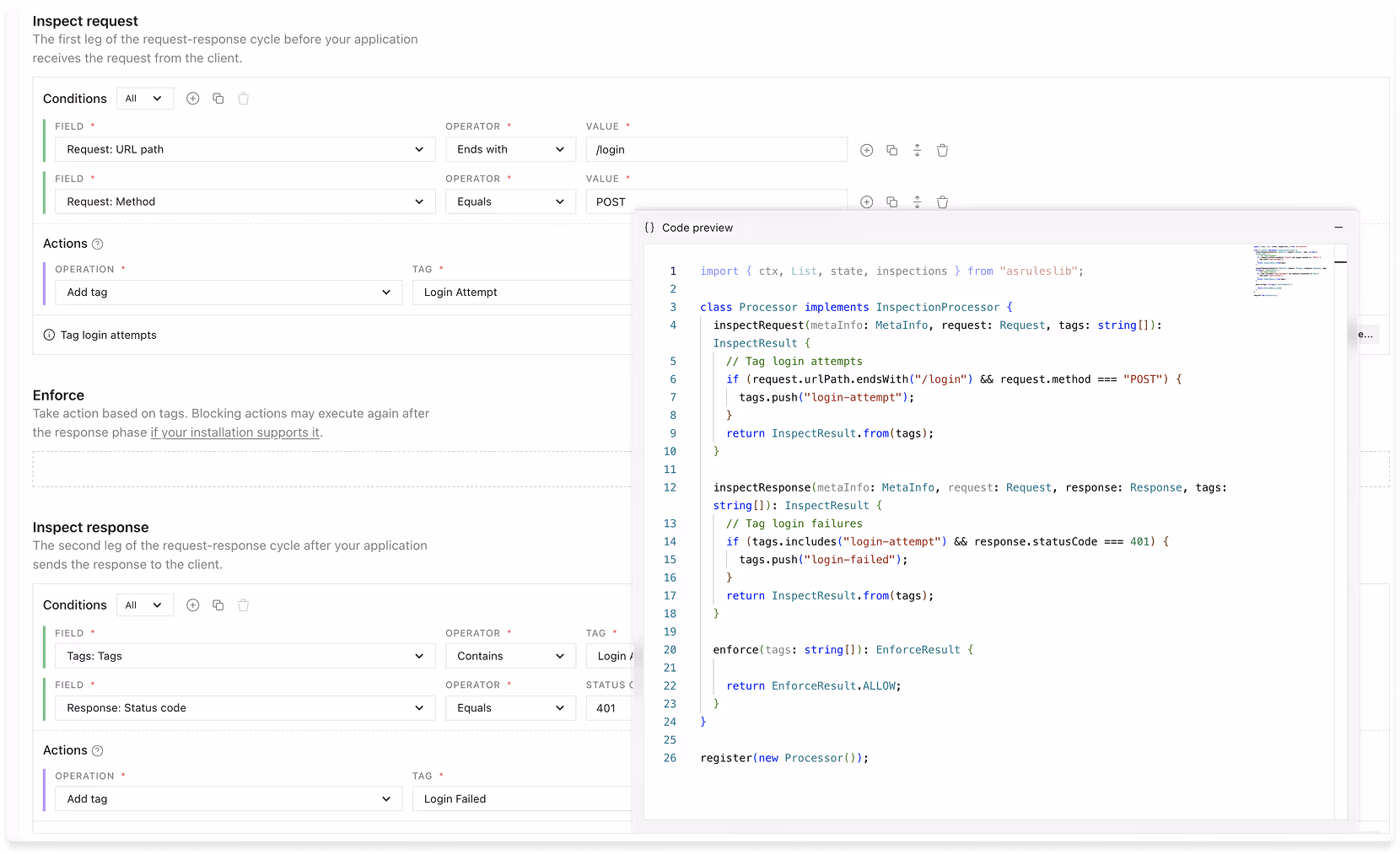 Code rules screenshot