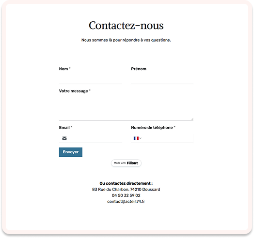 Formulaire Fillout intégration Webflow