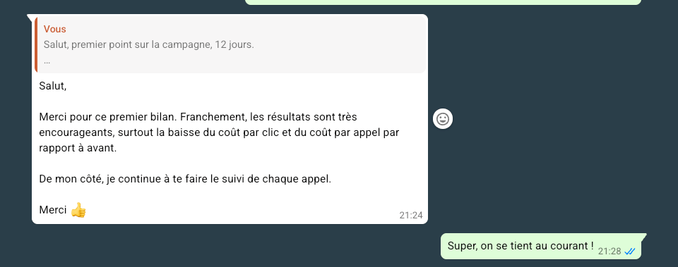 WhatsApp, Les déboucheurs de canalisations, réponse au premier bilan