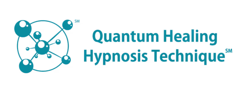QHHT® official logo badge — Quantum Healing Hypnosis Technique emblem showing interconnected spheres symbolizing consciousness and energy links.