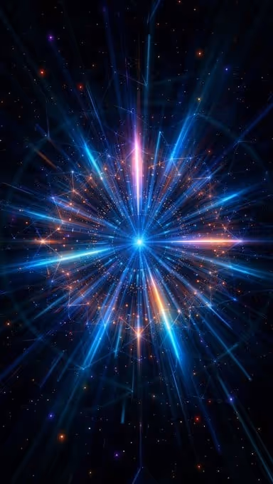 Radiant burst of blue and violet starlight symbolizing awakening, self-reflection, and the inner call to explore one’s consciousness through QHHT®.