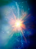 Radiant burst of cosmic light symbolizing transformation, awakening, and the shift from inner clarity to outer change during QHHT® hypnosis at Hype’notic Studio. <a href="https://www.freepik.com/free-photo/modern-background-connecting-lines-dots_2296291.htm">Image by kjpargeter on Freepik</a>