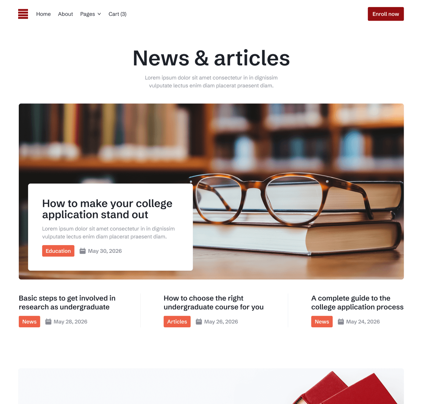 Hero Blog V1 Eduhub University Webflow Template | BRIX Template