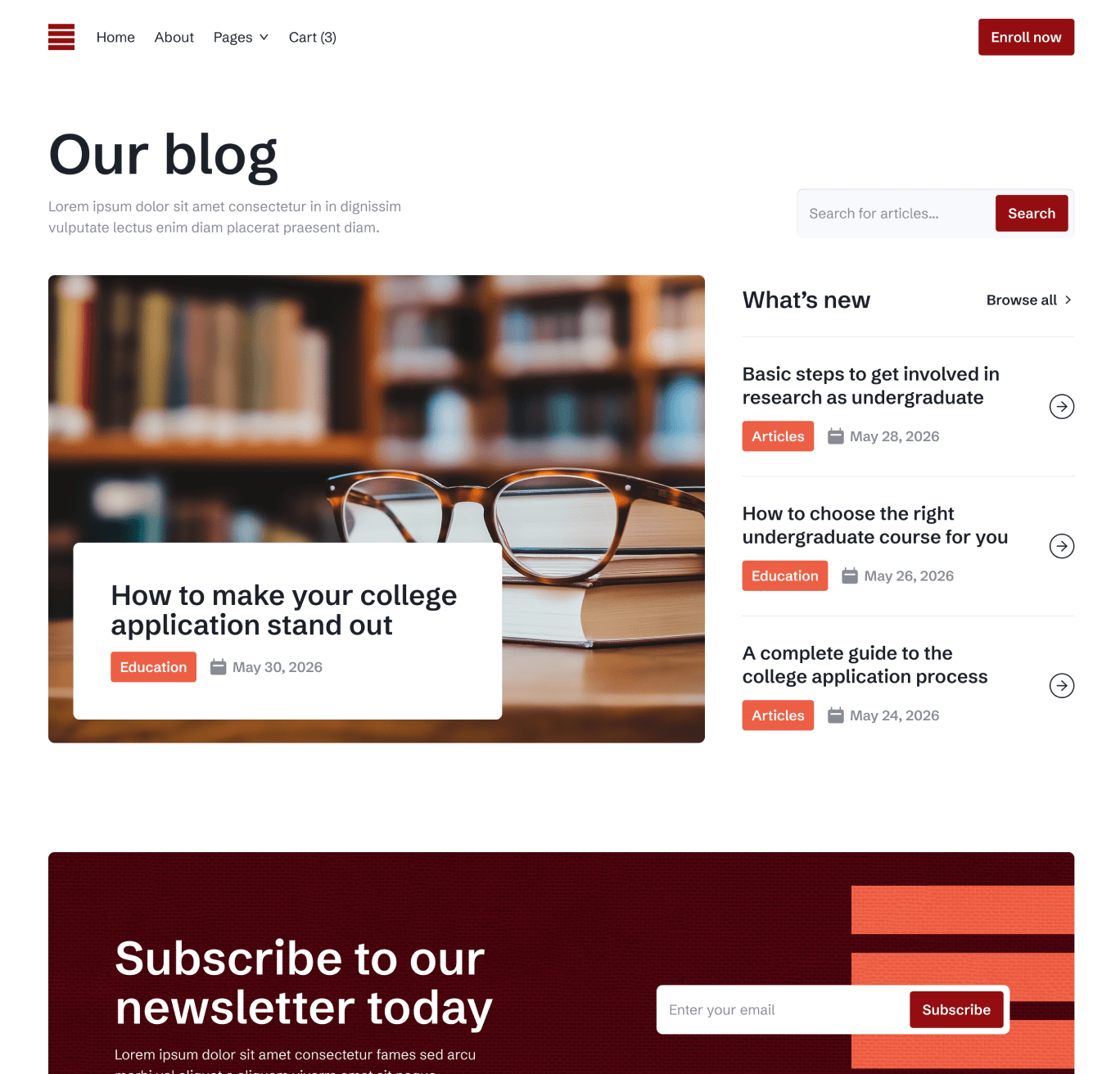 Hero Blog V3 Eduhub University Webflow Template | BRIX Template
