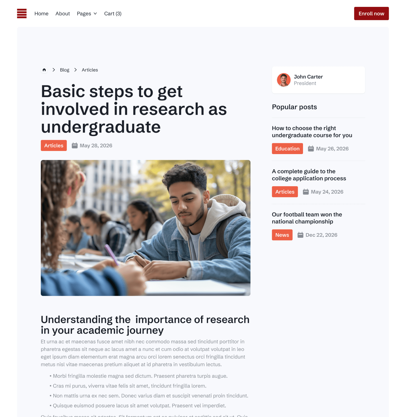Main Blog Post Eduhub University Webflow Template | BRIX Template
