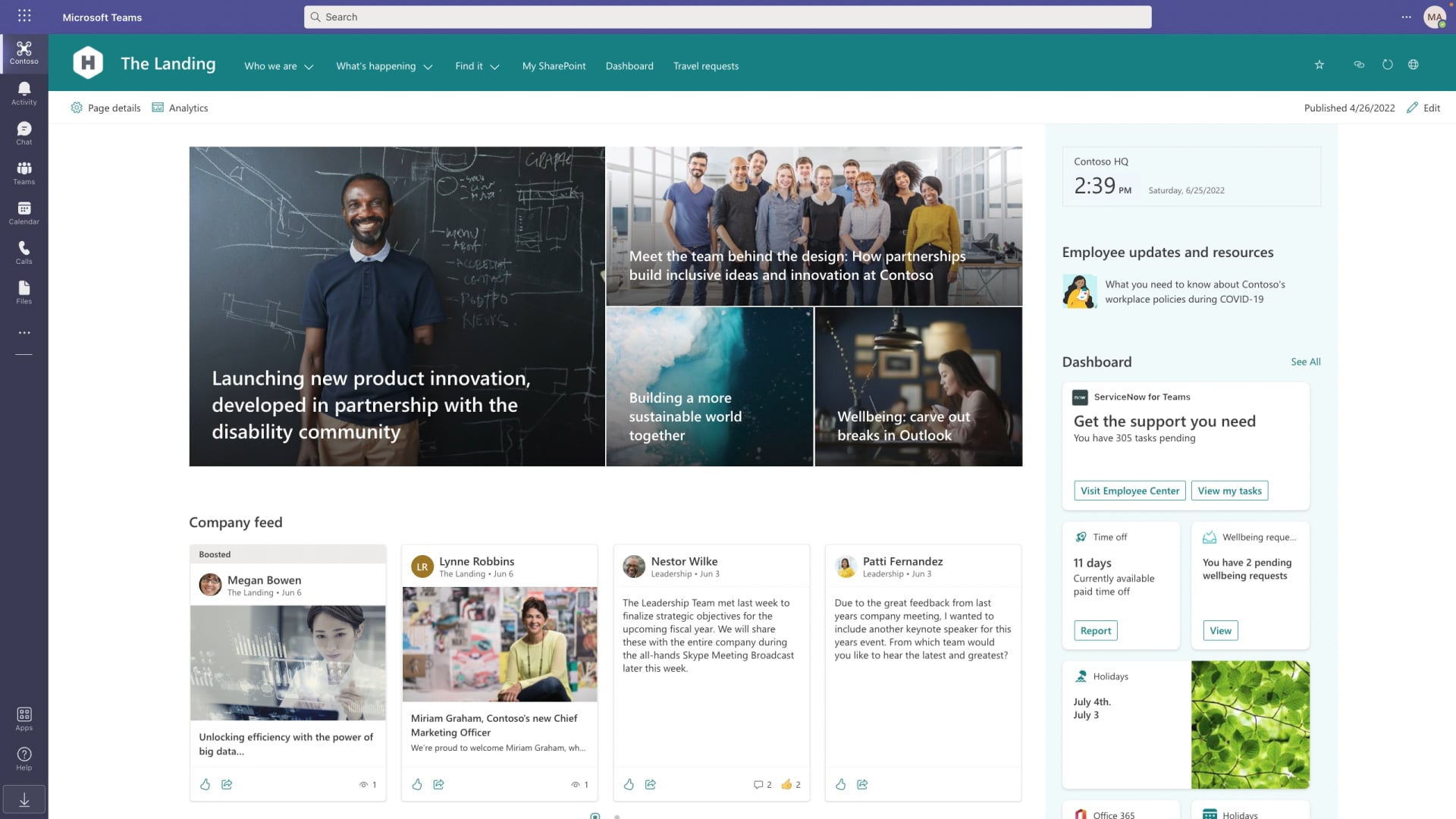 Thumbnail of the video titled "Microsoft Viva + ServiceNow demo"