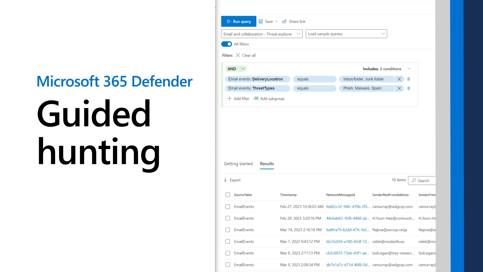 Thumbnail of the video titled "Microsoft 365 Defender: Guided hunting"