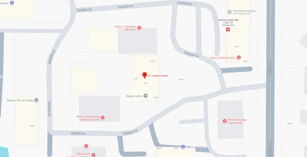 Image of Dr. Urshan Health Google maps location.